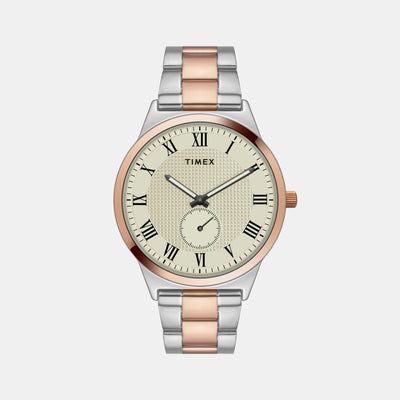 Classics Men Quartz Beige Dial Analog Stainless Steel Watch TWTG10008