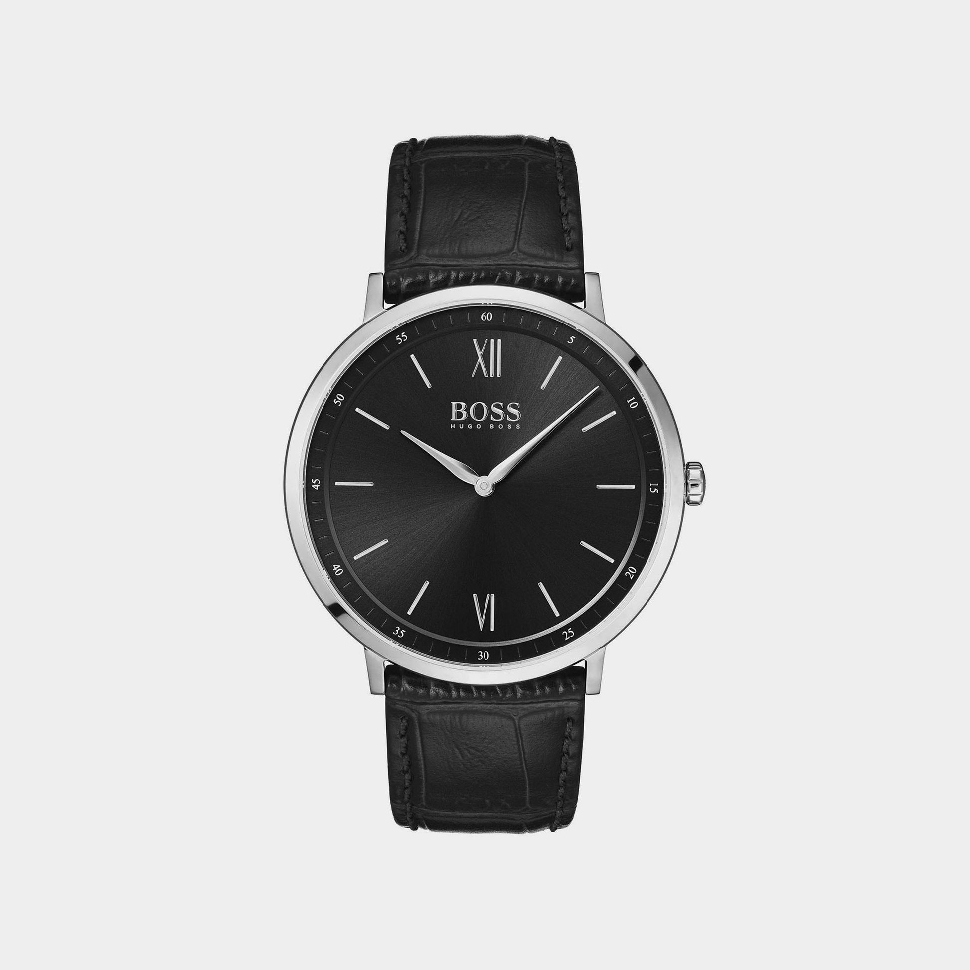 Essential Men Quartz Black Dial Analog Leather Watch 1513647