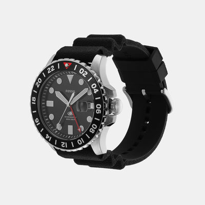 Fossil Blue GMT Men Black Dial Analog Silicone Watch FS6036