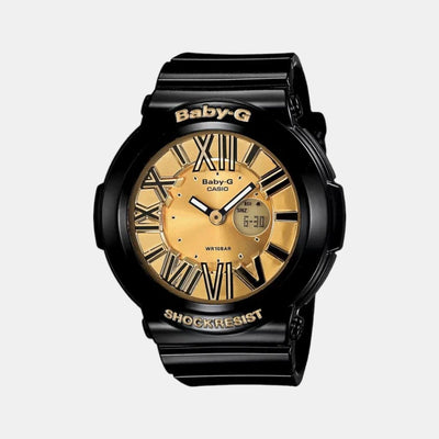 Baby-G Women Quartz Black Dial Analog-Digital Leather Watch B143