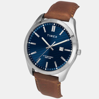 E Class Men Quartz Blue Dial Analog Leather Watch TWTG10408
