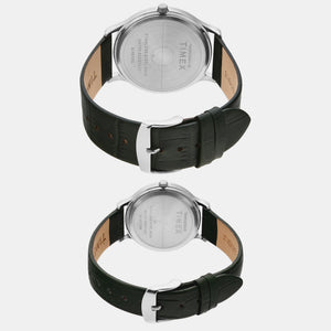 Classics Couple Quartz Beige Dial Analog Leather Watch TW00PR299