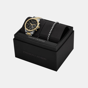 Banks Men Quartz Black Dial Chronograph Stainless Steel Watch AX7148SET