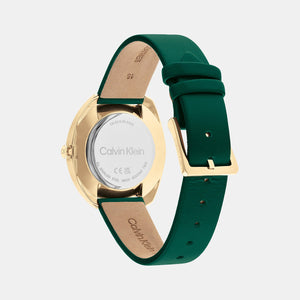 Ck Adorn Women Quartz Green Dial Analog Leather Watch 25200273