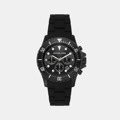 Everest Men Quartz Black Dial Chronograph Silicone Watch MK8980