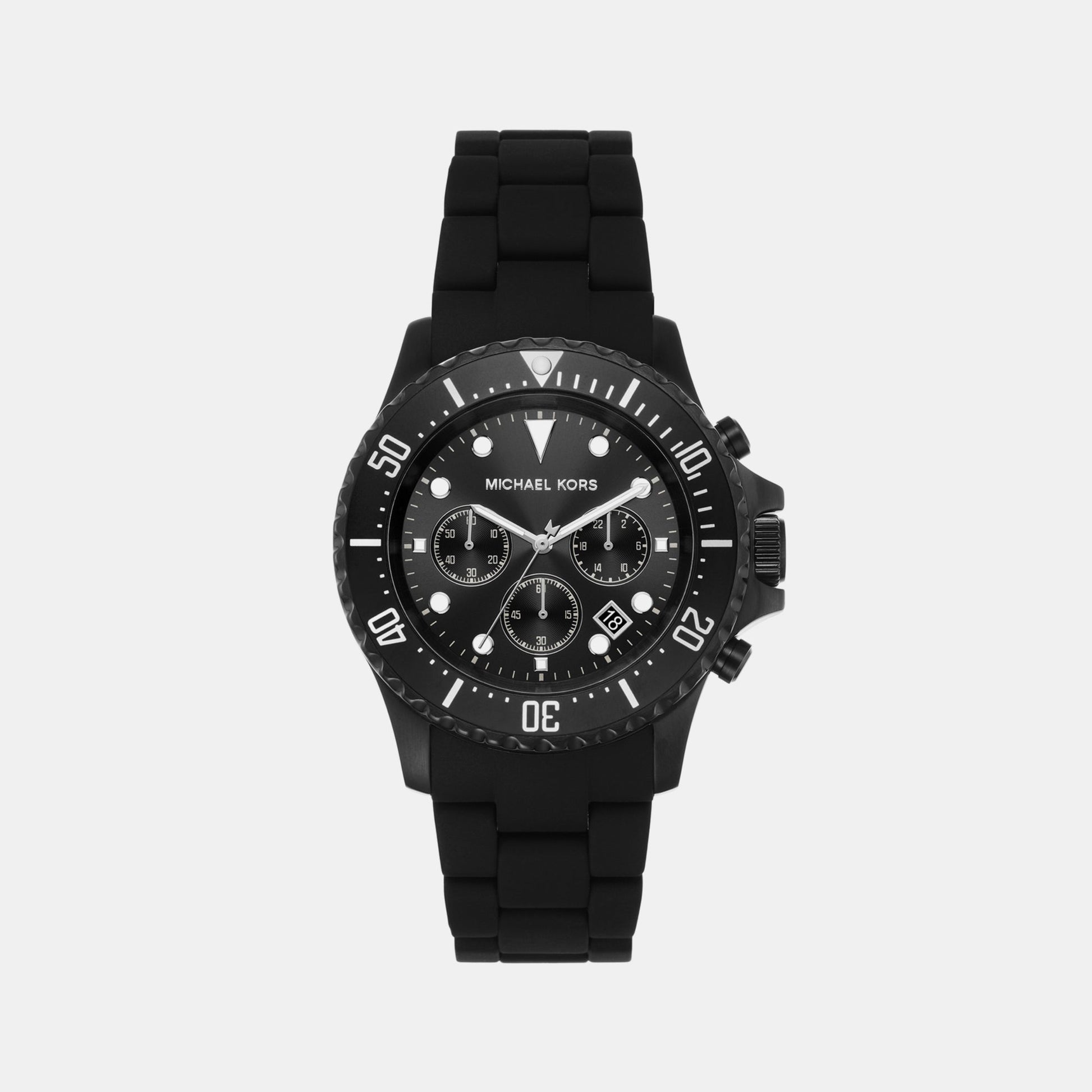 Everest Men Quartz Black Dial Chronograph Silicone Watch MK8980