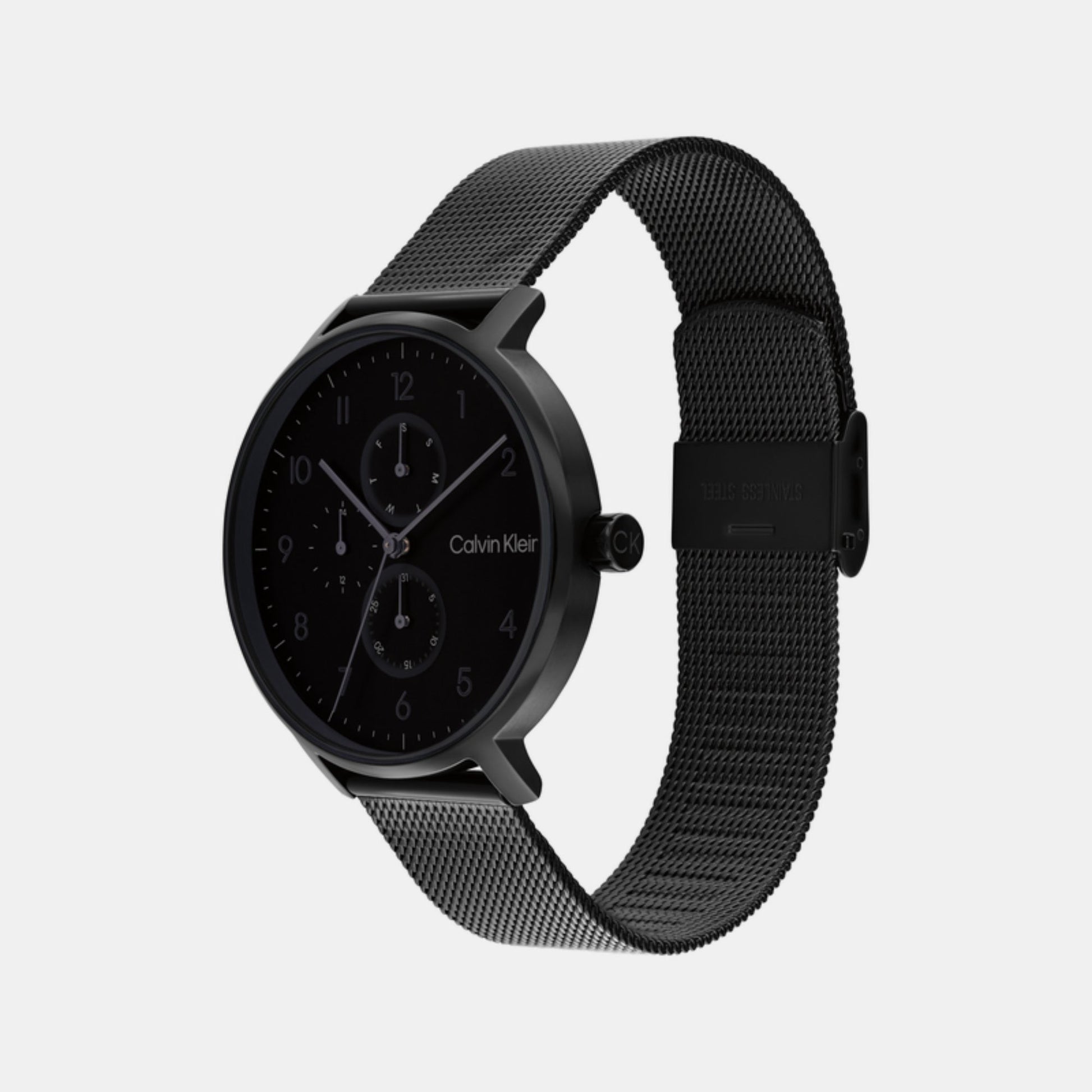 Ck Stun Unisex Quartz Black Dial Analog Mesh Watch 25200401