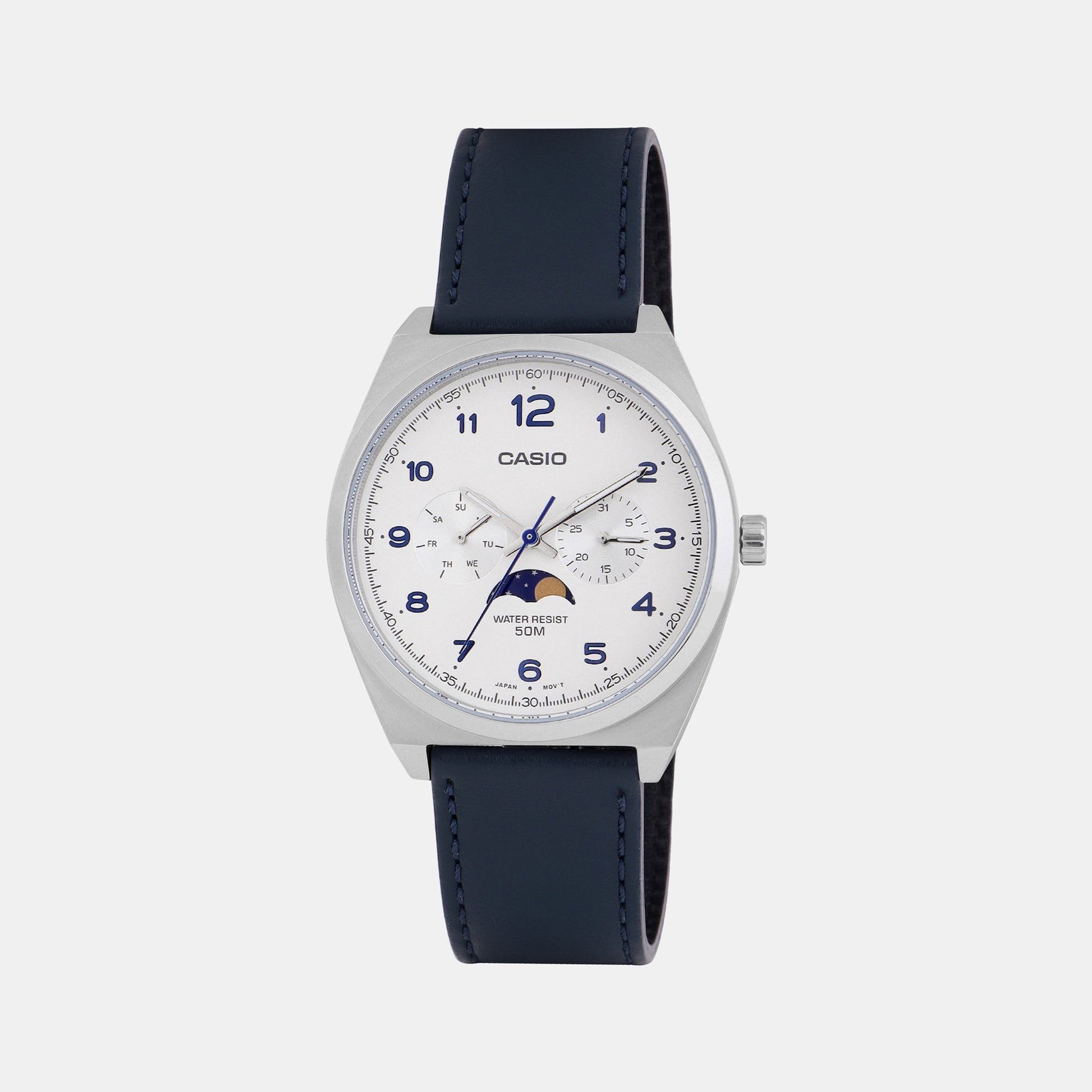 Enticer Men Quartz White Dial Chronograph Leather Watch A2178