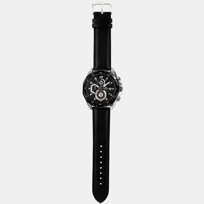 Edifice Men Quartz Black Dial Chronograph Leather Watch EX193