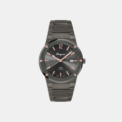 F-80 Classic Men Quartz Grey Dial Analog Stainless Steel Watch SFDT01520