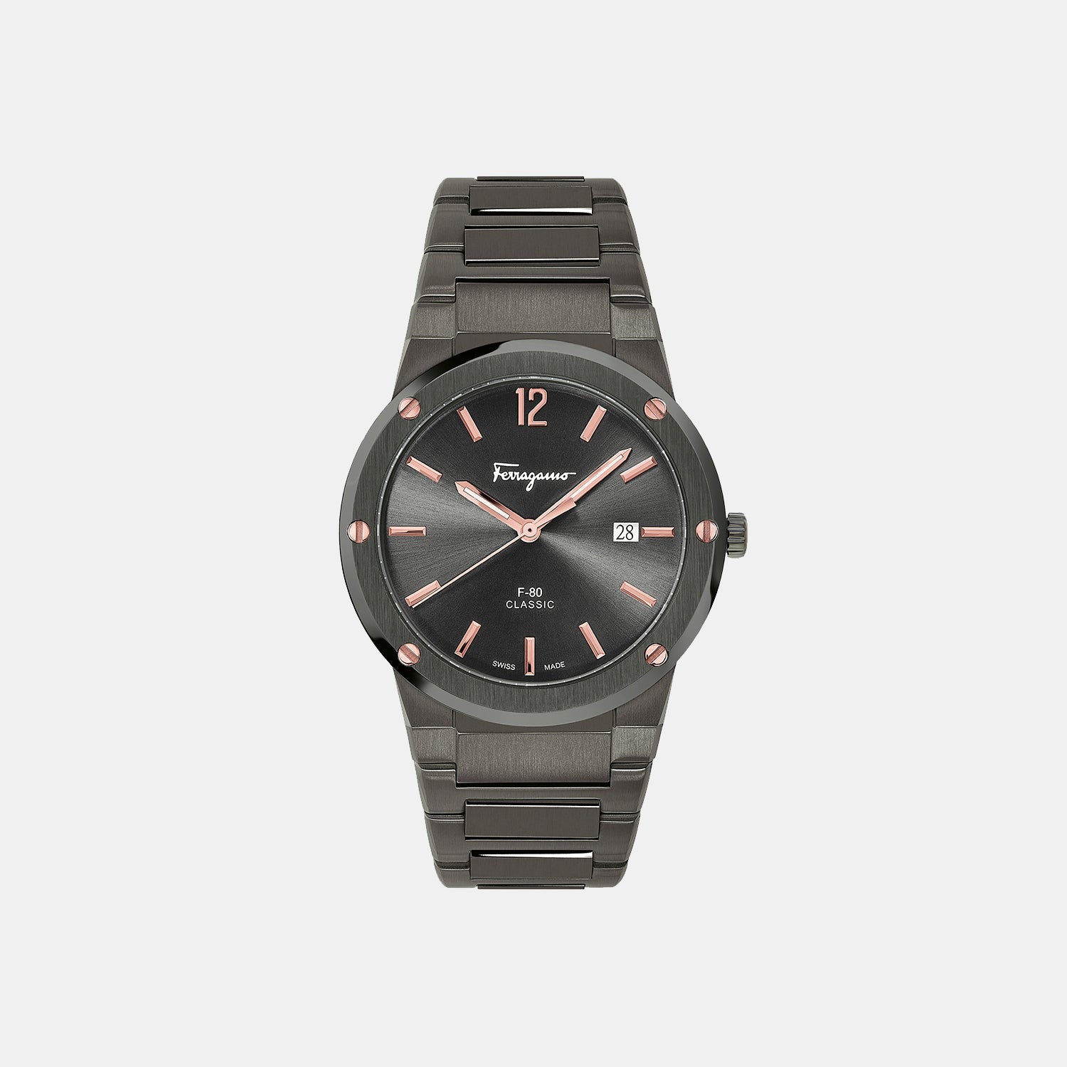 F-80 Classic Men Quartz Grey Dial Analog Stainless Steel Watch SFDT01520