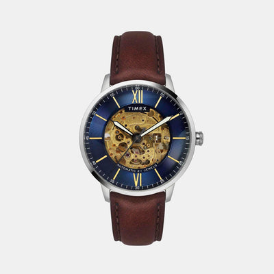 E Class Men Automatic Blue Dial Analog Leather Watch TWEG23501