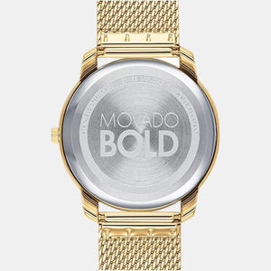 Bold Men Quartz Gold Dial Analog Stainless Steel Watch 3600588