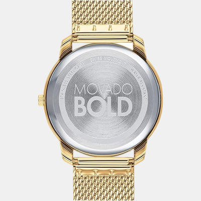 Bold Men Quartz Gold Dial Analog Stainless Steel Watch 3600588