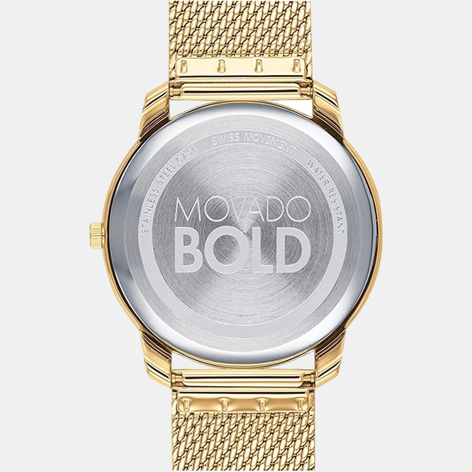 Bold Men Quartz Gold Dial Analog Stainless Steel Watch 3600588