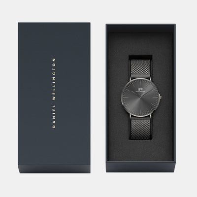 Classic Men Quartz Grey Dial Analog Stainless Steel Watch DW00100630K