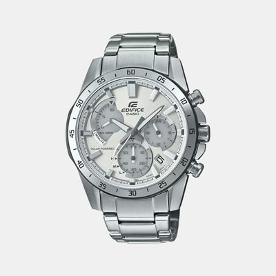 Edifice Men Quartz Silver Dial Chronograph Stainless Steel Watch ED528