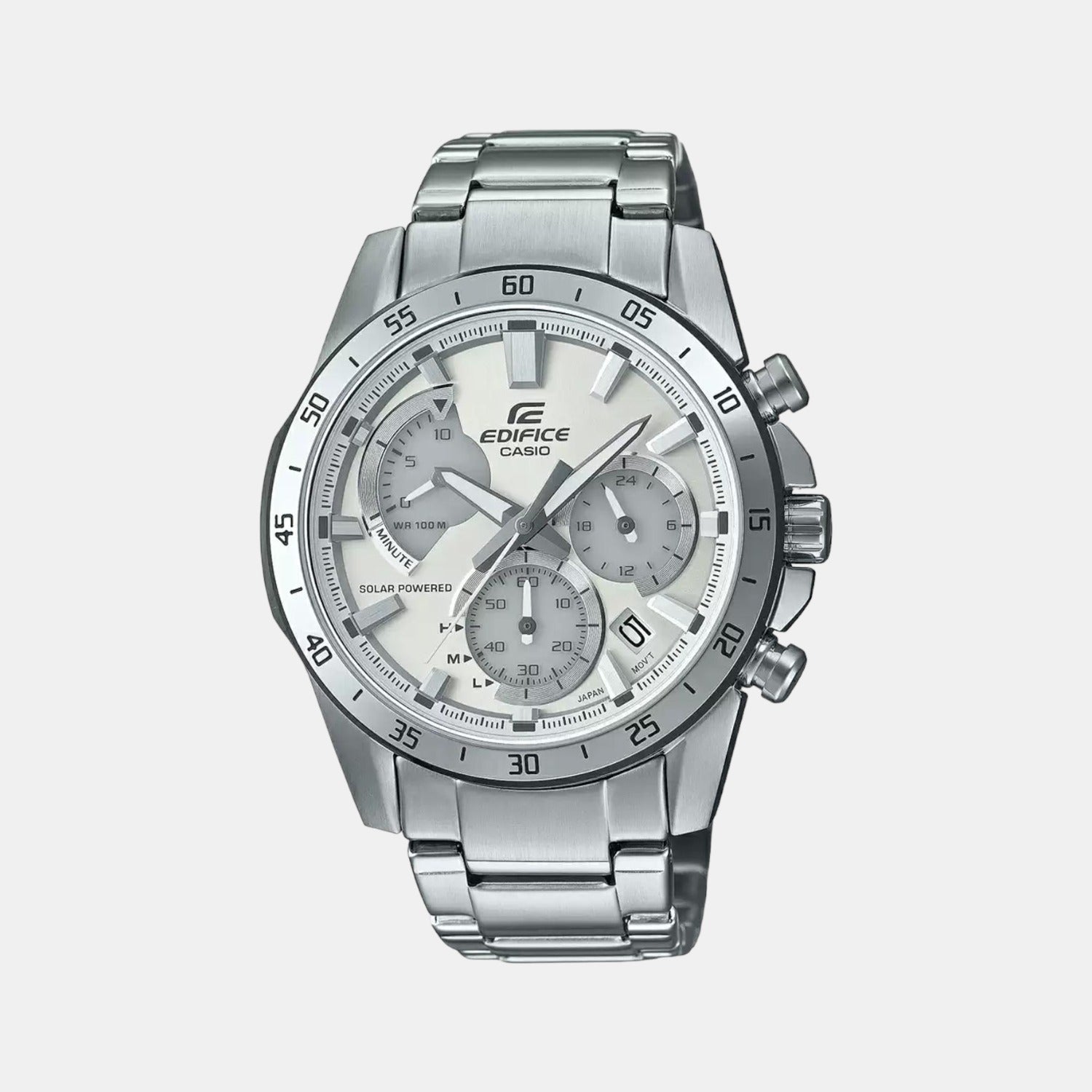 Edifice Men Quartz Silver Dial Chronograph Stainless Steel Watch ED528