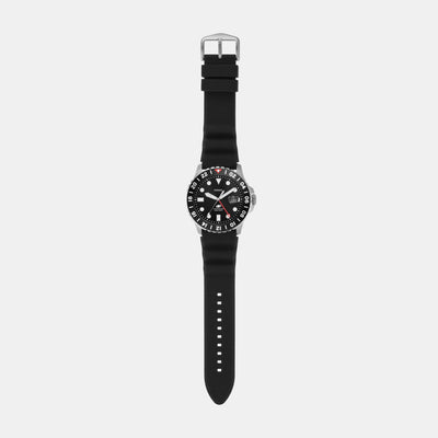 Fossil Blue GMT Men Black Dial Analog Silicone Watch FS6036