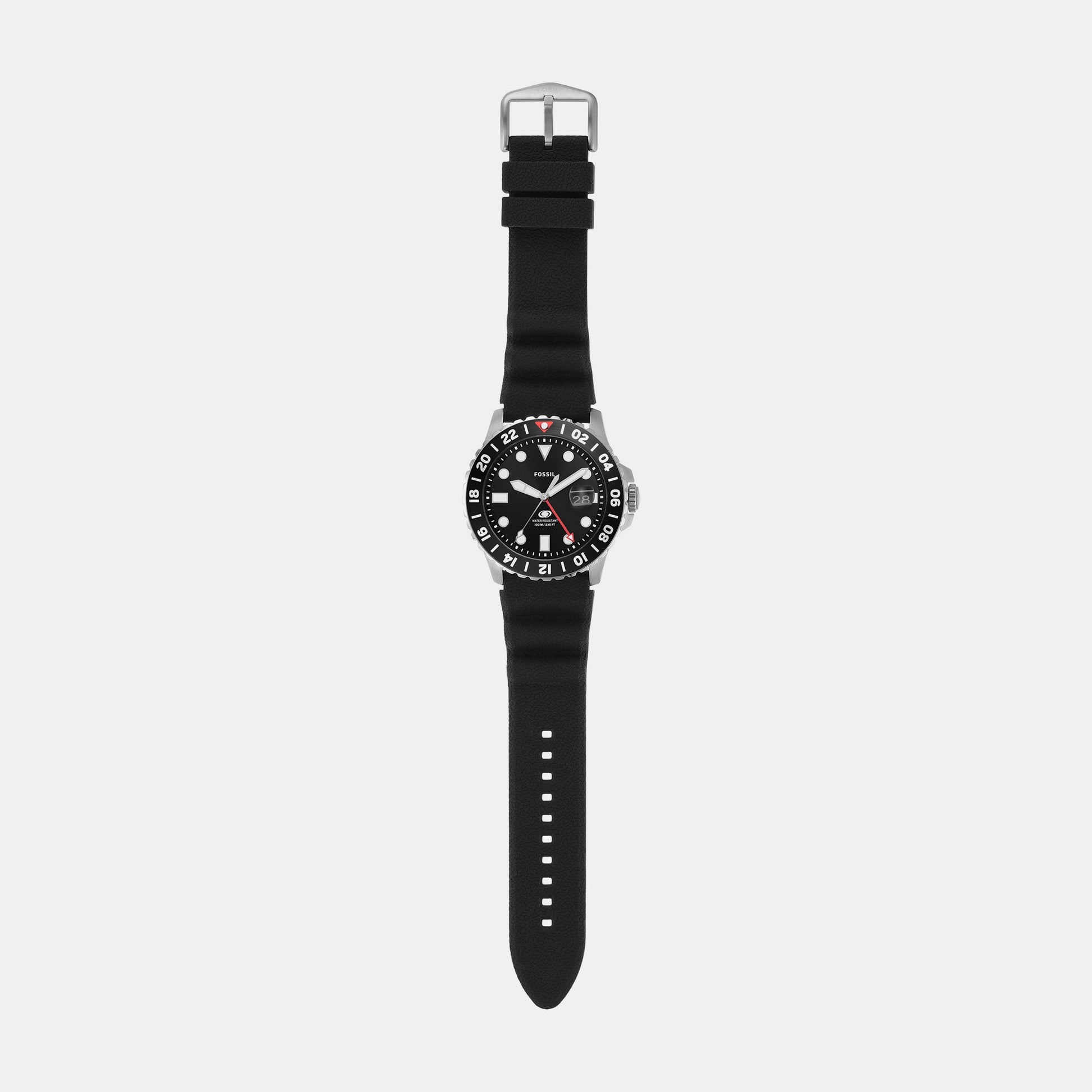 Fossil Blue GMT Men Black Dial Analog Silicone Watch FS6036