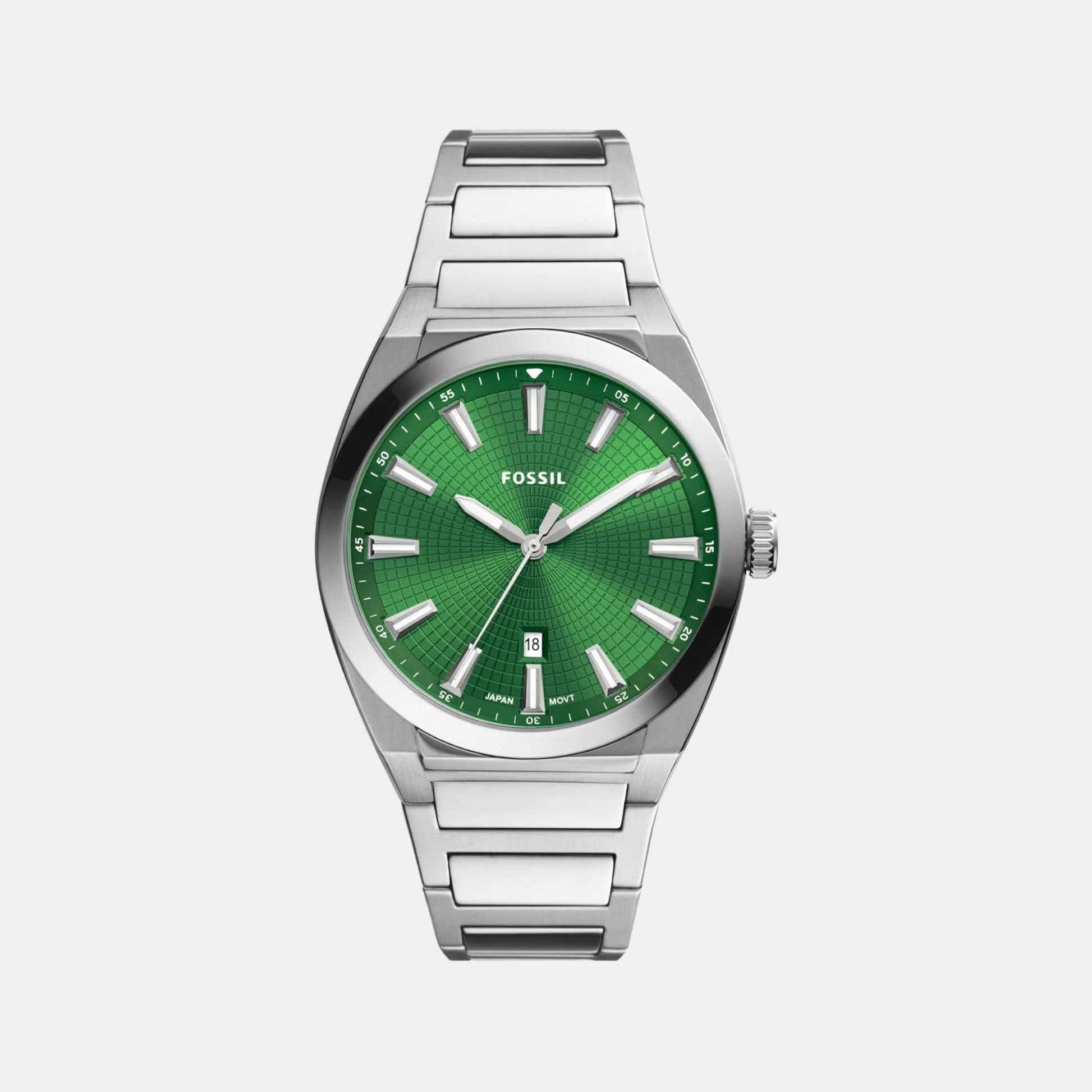 Everett Men Quartz Green Dial Analog Stainless Steel Watch FS5983