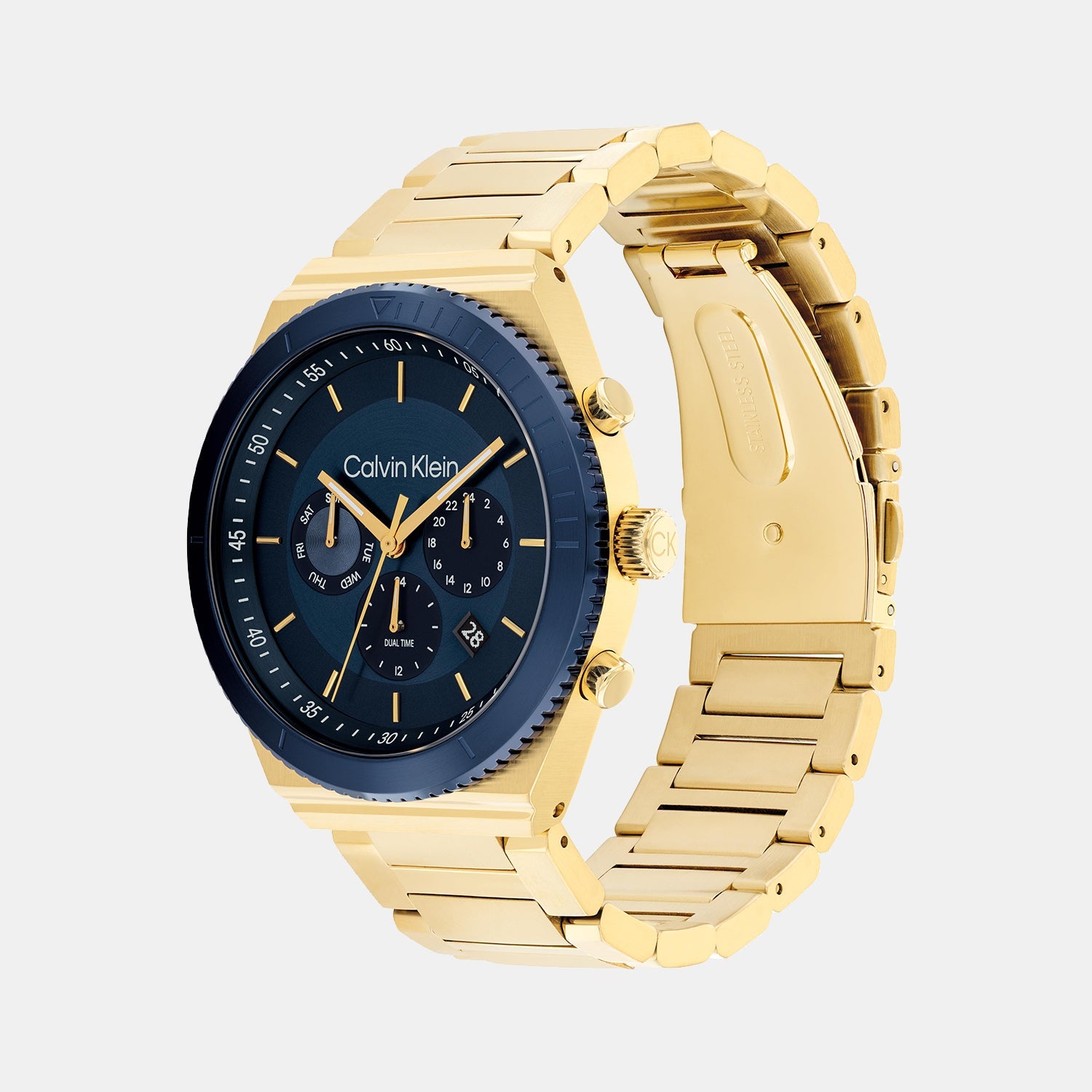Ck Fearless Men Quartz Blue Dial Chronograph Stainless Steel Watch 25200302