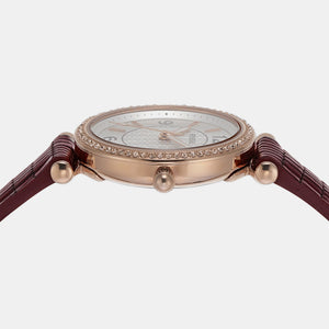 Carlie Women Quartz Rose Gold Dial Analog Leather Watch ES5296