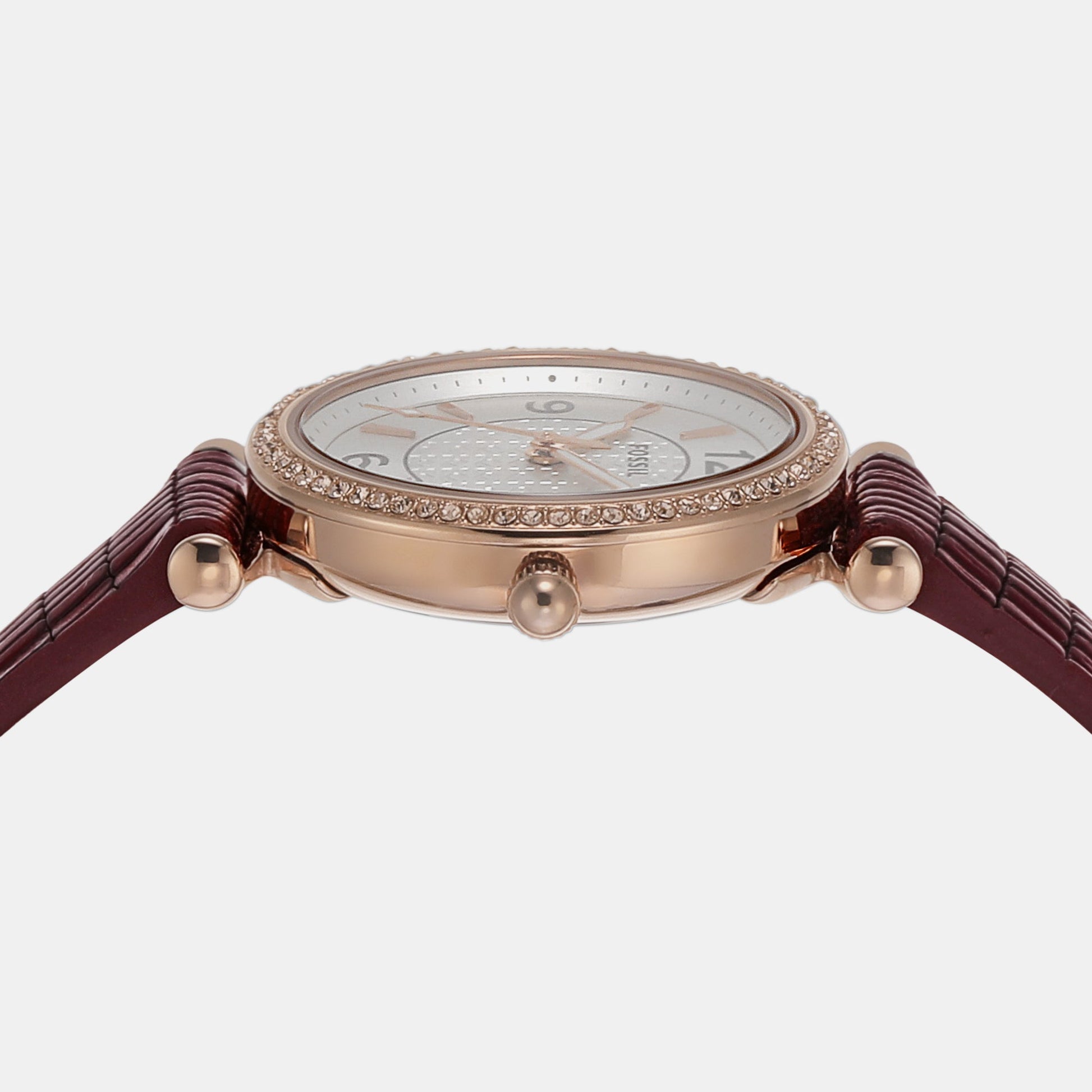 Carlie Women Quartz Rose Gold Dial Analog Leather Watch ES5296