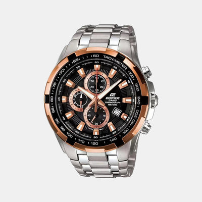 Edifice Men Quartz Black Dial Chronograph Stainless Steel Watch ED368