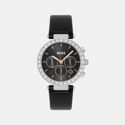 Andra Women Quartz Black Dial Chronograph Leather Watch 1502689