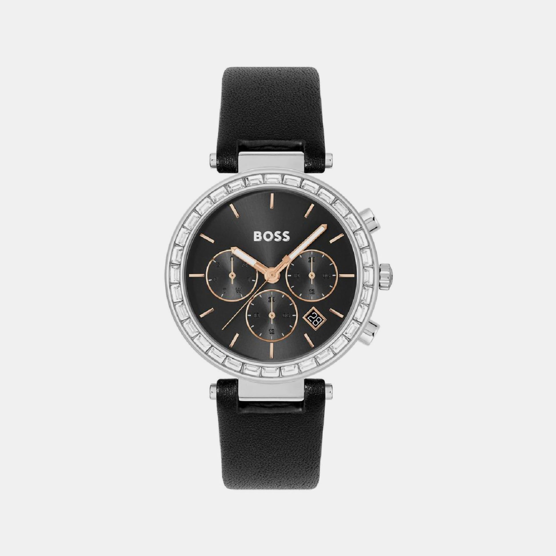 Andra Women Quartz Black Dial Chronograph Leather Watch 1502689