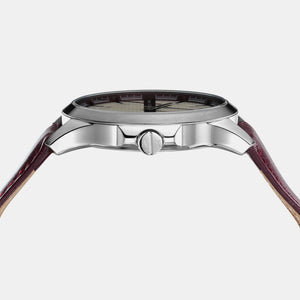 Hampton Men Quartz Grey Dial Analog Leather Watch AX2452