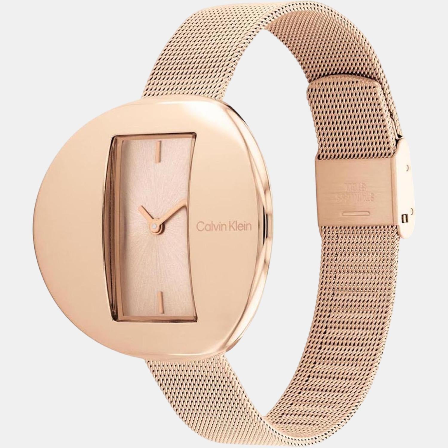Circular Women Quartz Rose Gold Dial Analog Stainless Steel Watch 25200017