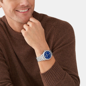 Heritage Men Automatic Blue Dial Analog Stainless Steel Watch ME3244