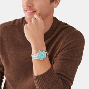 Heritage Men Automatic Turquoise Dial Analog Stainless Steel Watch ME3241