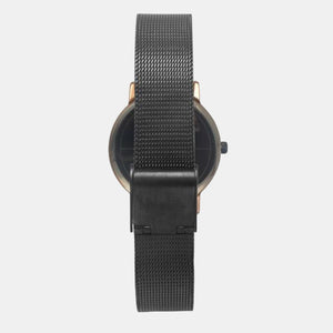 Fashion Women Quartz Black Dial Analog Stainless Steel Watch TWEL15608