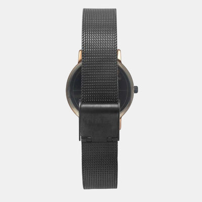 Fashion Women Quartz Black Dial Analog Stainless Steel Watch TWEL15608