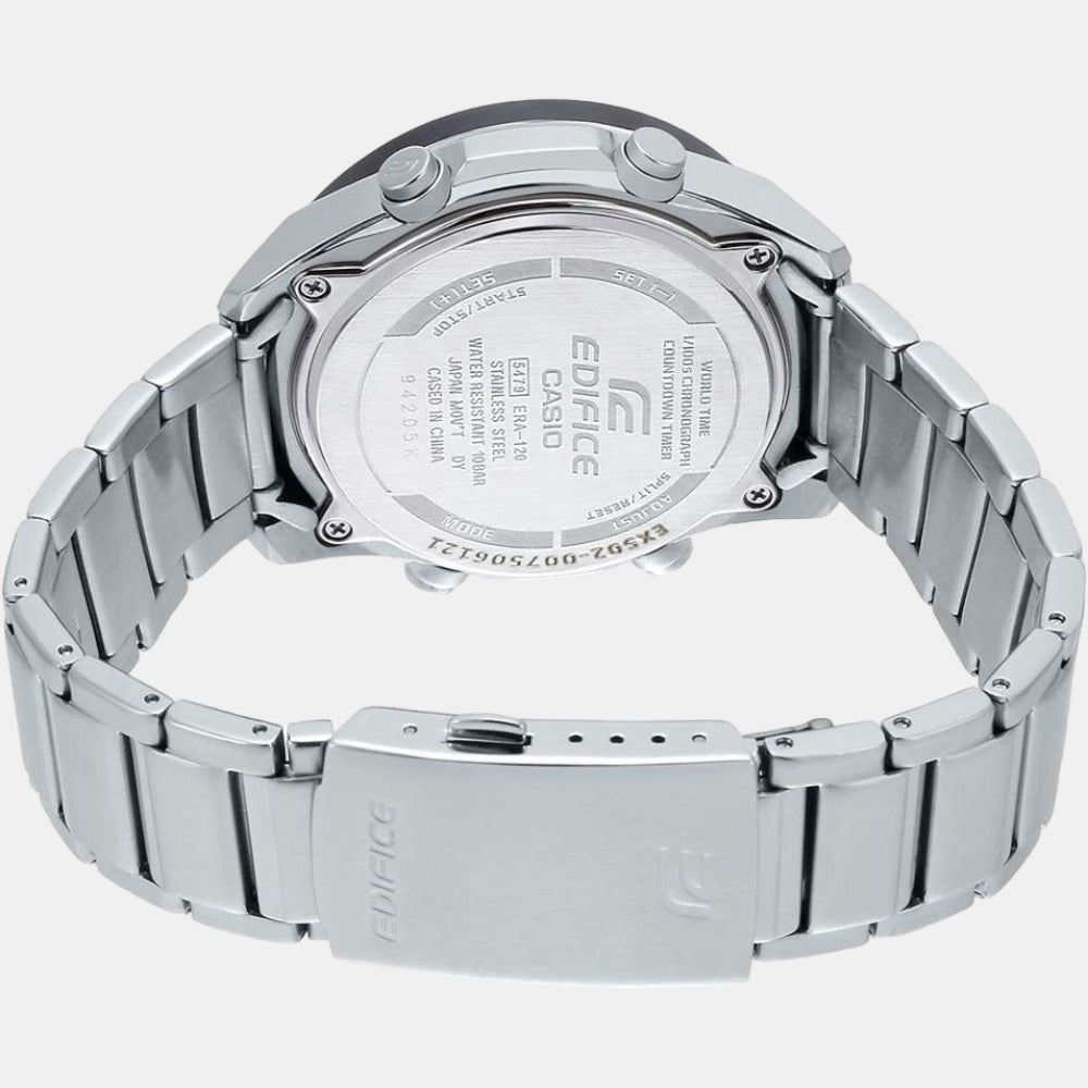 Edifice Men Quartz Black Dial Analog Stainless Steel Watch EX502