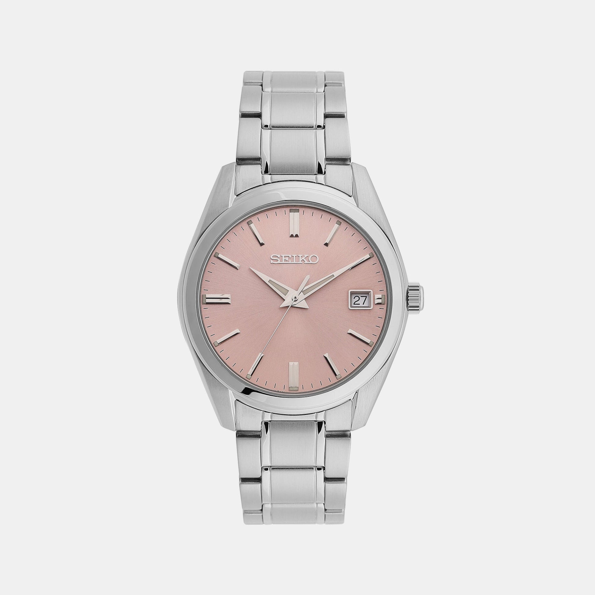 Dress Men Quartz Pink Dial Analog Stainless Steel Watch SUR523P1