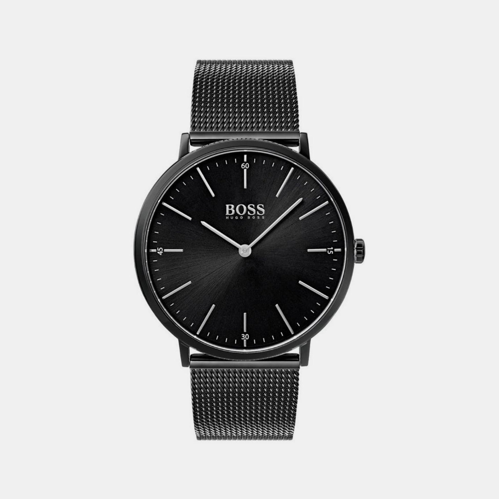 Horizon Men Quartz Black Dial Analog Mesh Watch 1513542