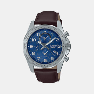 Enticer Men Quartz Blue Dial Chronograph Leather Watch A2150