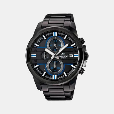 Edifice Men Quartz Black Dial Chronograph Stainless Steel Watch EX223