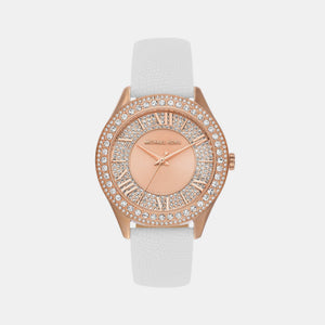 Harlowe Women Quartz Rose Gold Dial Analog Leather Watch MK2989