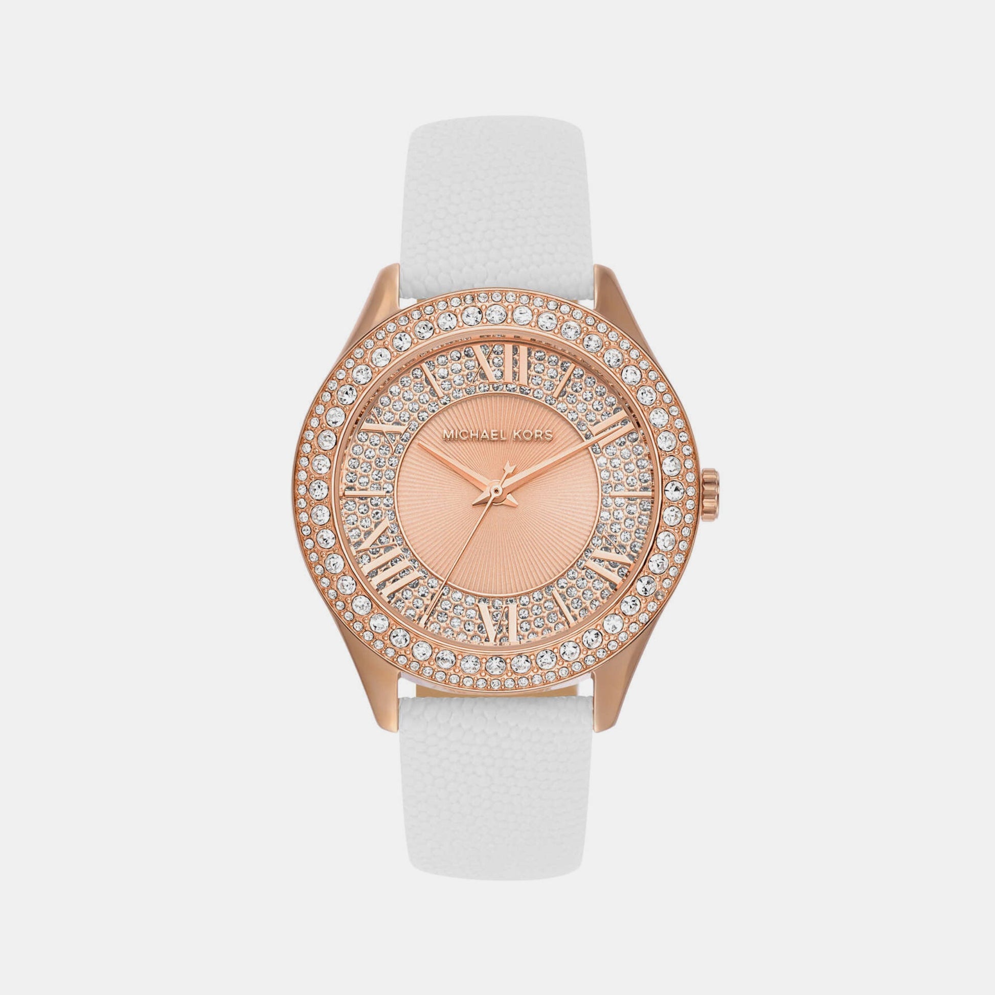 Harlowe Women Quartz Rose Gold Dial Analog Leather Watch MK2989