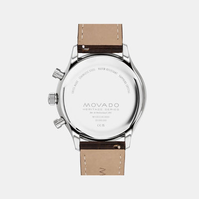 Heritage Men Quartz White Dial Chronograph Leather Watch 3650132