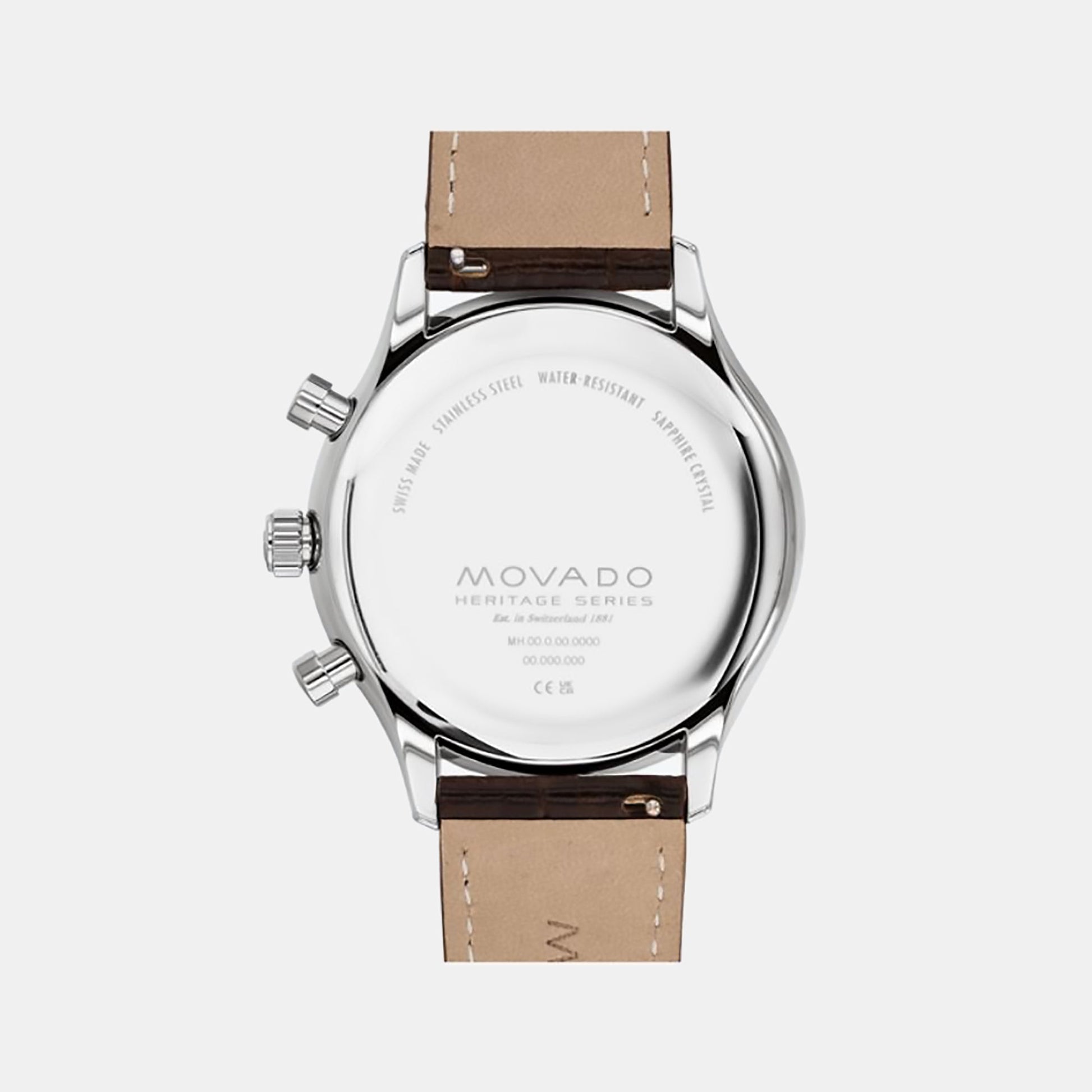 Heritage Men Quartz White Dial Chronograph Leather Watch 3650132