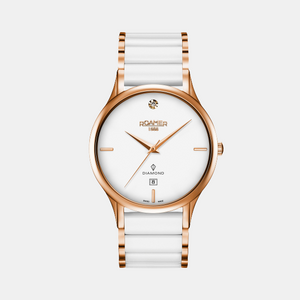 C-Line Men Quartz White Dial Analog Ceramic Watch 657833 49 29 60