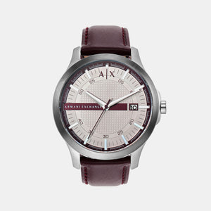 Hampton Men Quartz Grey Dial Analog Leather Watch AX2452