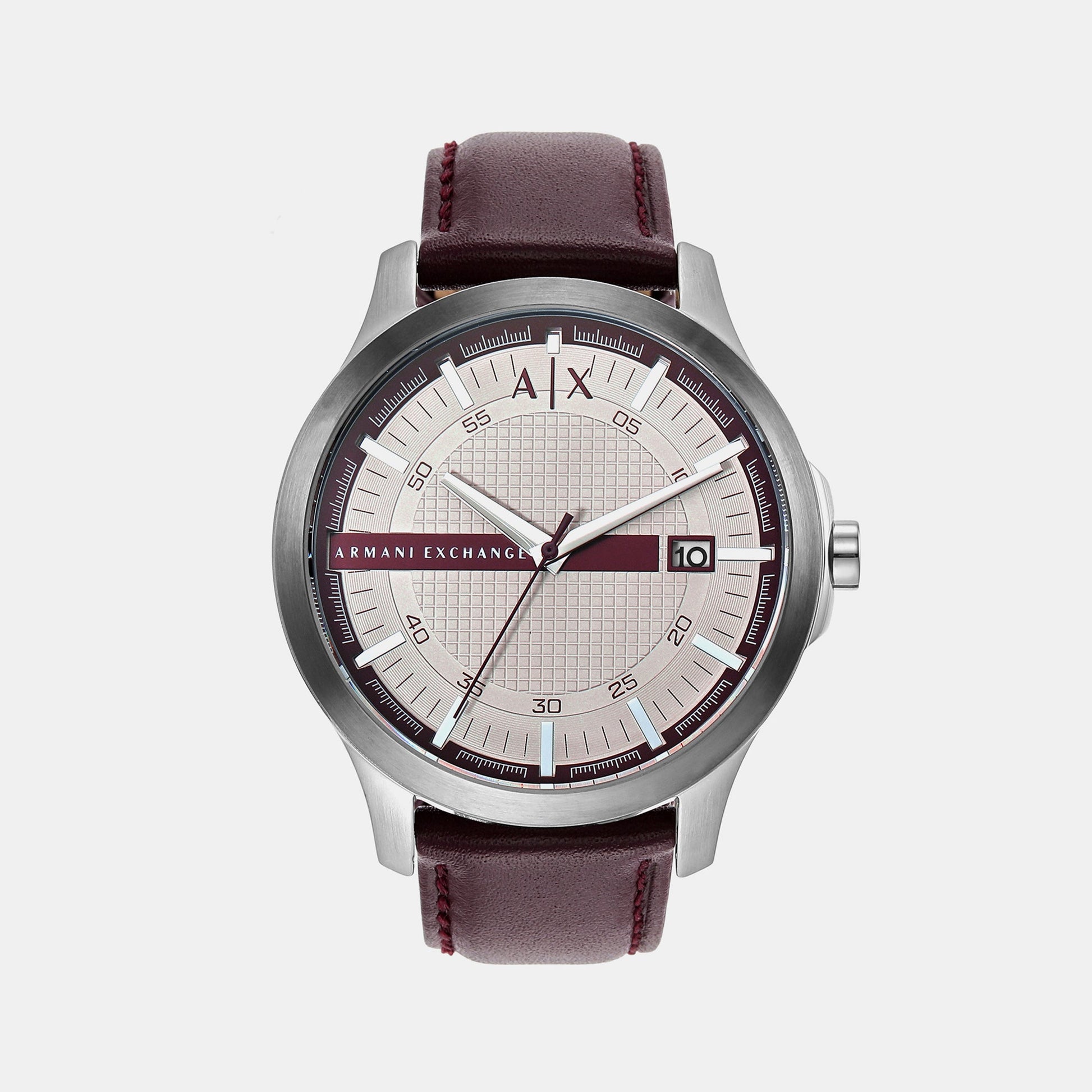 Hampton Men Quartz Grey Dial Analog Leather Watch AX2452
