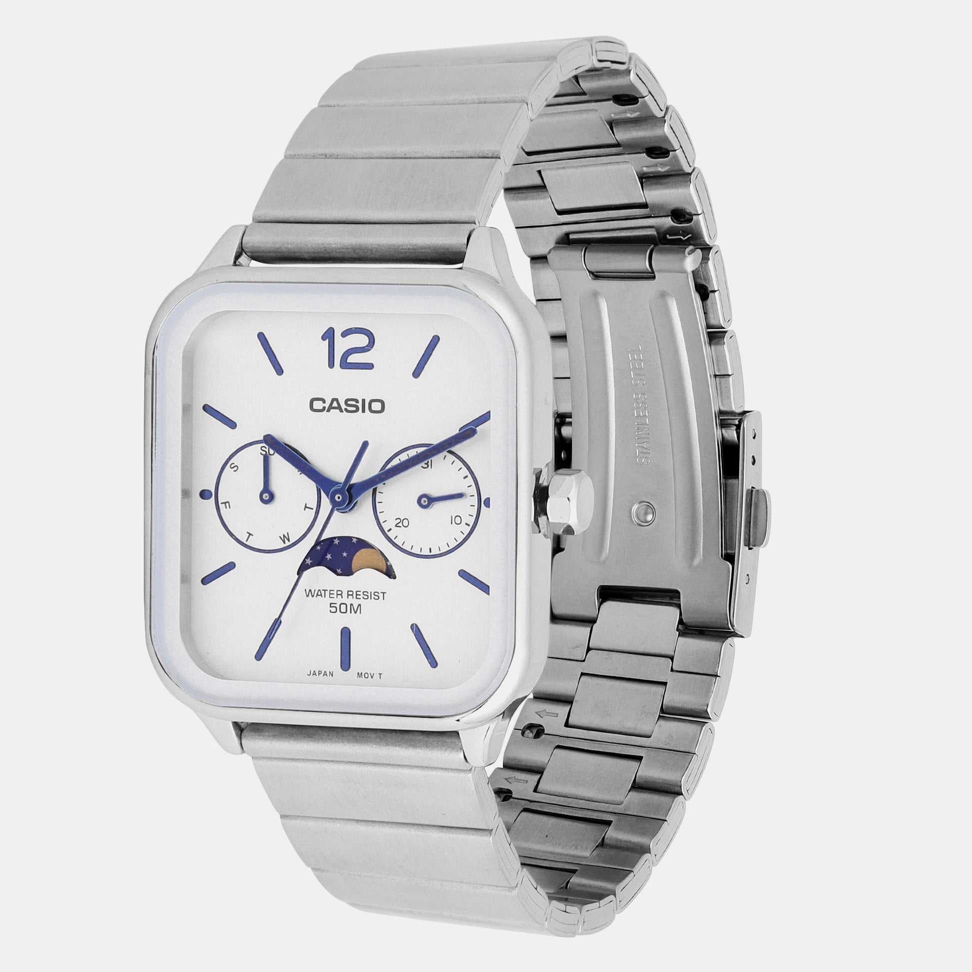 Enticer Men Quartz White Dial Chronograph Stainless Steel Watch A2183